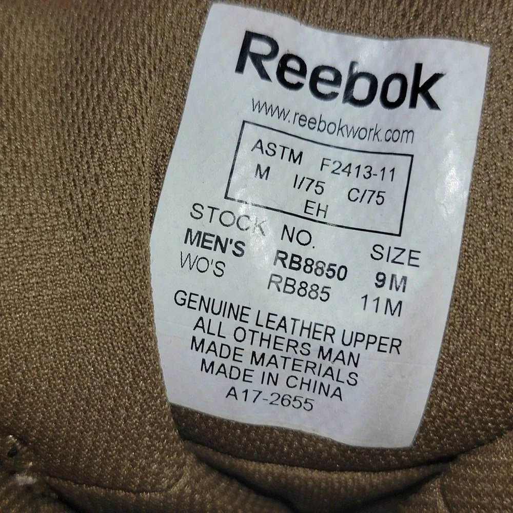 Reebok Rapid Response RB8850‎ Men's 9 M Composite Toe Side Zip Work Boots Coyote